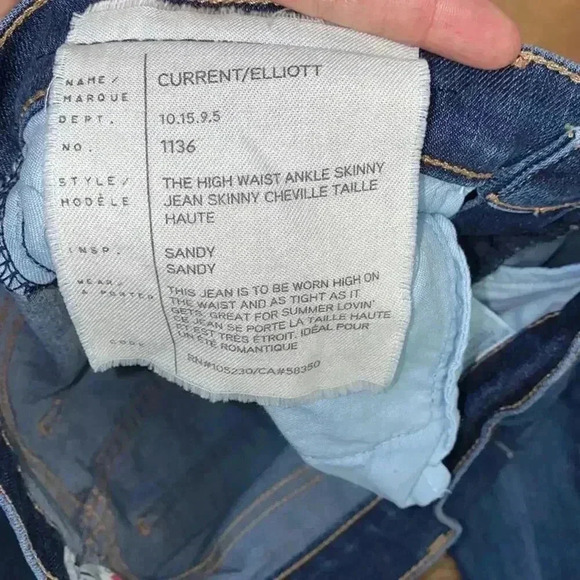 Current/Elliott The High Waist Ankle Skinny Indigo Dusk Destroy women's size 26 - Picture 7 of 10
